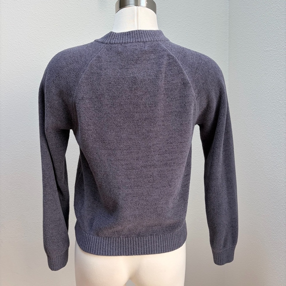 Barefoot Dreams CozyChic Jacket Ultra Lite Bomber Full Zip Blue Gray Size 12 14 - Picture 8 of 14